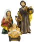 Preview: Stilvolle Weihnachtskrippe Breitenbrunn inkl. 11-tlg. Figurensatz K 604, Maße Krippe: ca. 60 x 23 x 26 cm